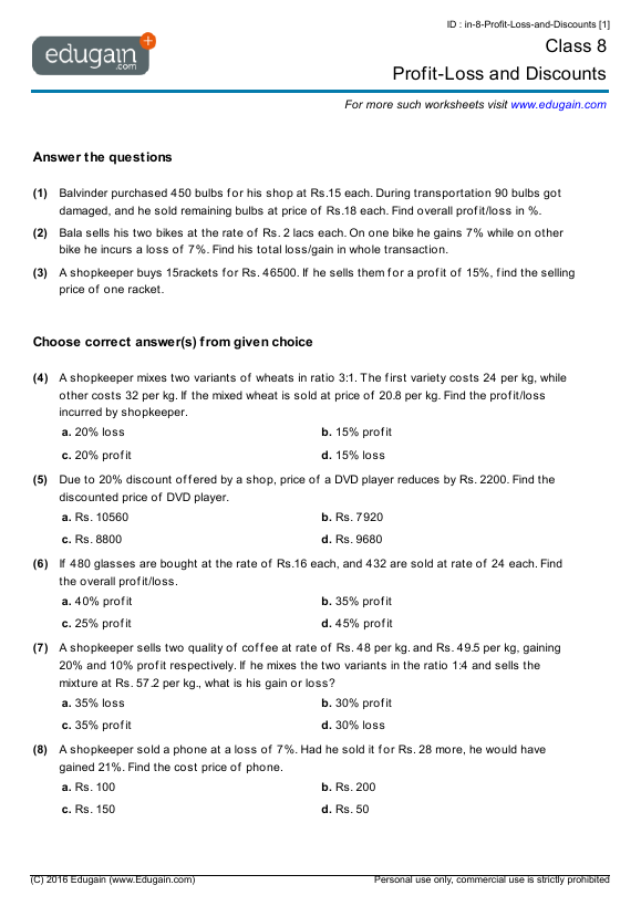 Profit-Loss and Discounts